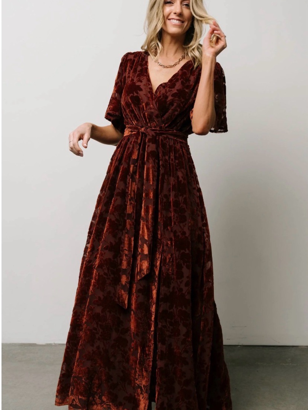 Baltic Born Uma Velvet Maxi Dress - Copper Floral